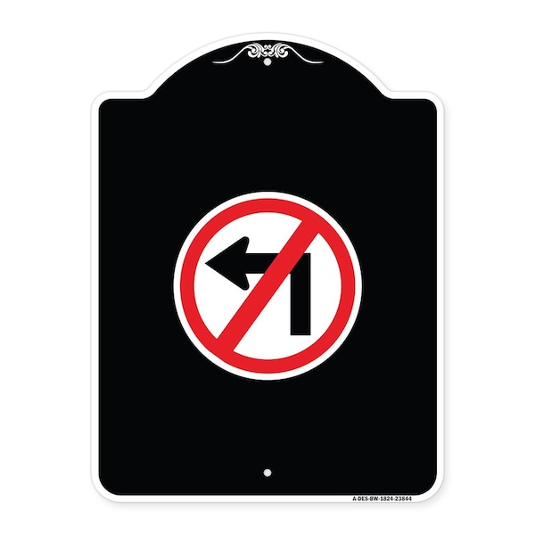 Signmission No Left Turn Graphic Only Heavy-Gauge Aluminum Architectural Sign, 24" x 18", BW-1824-23844 A-DES-BW-1824-23844 - main